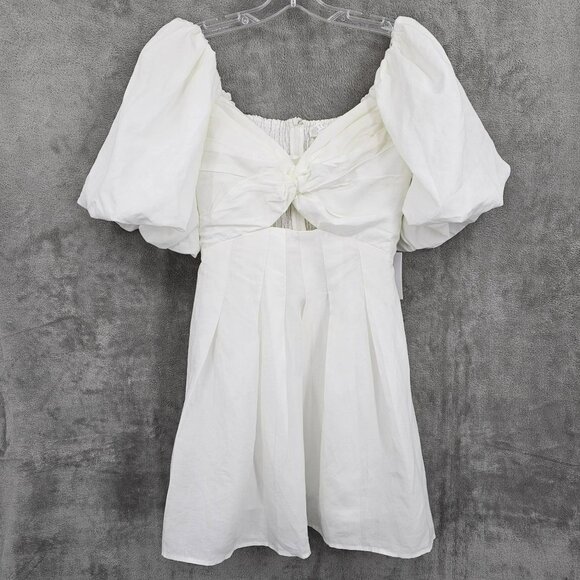 Astr Dresses & Skirts - ASTR The Label Serilda Puff Sleeve Mini Dress M White Bridal Wedding Party New